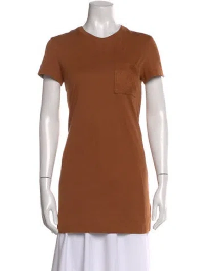 Pre-owned Hermes Crew Neck Short Sleeve T-shirt In Brown