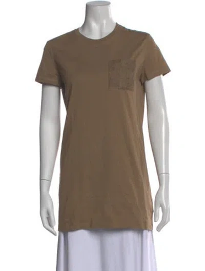 Pre-owned Hermes Crew Neck Short Sleeve T-shirt In Brown
