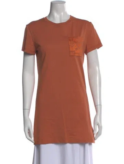 Pre-owned Hermes Crew Neck Short Sleeve T-shirt In Brown
