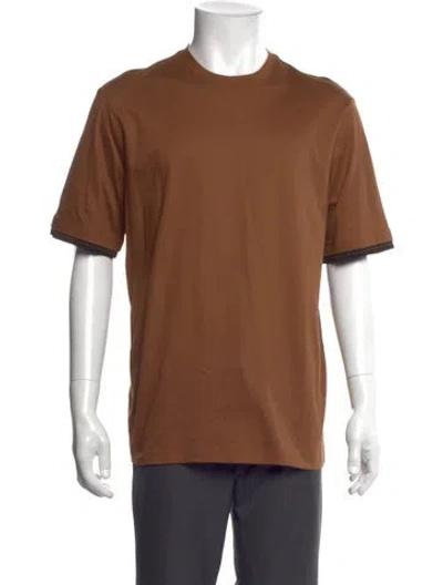 Pre-owned Hermes Crew Neck Short Sleeve T-shirt In Brown