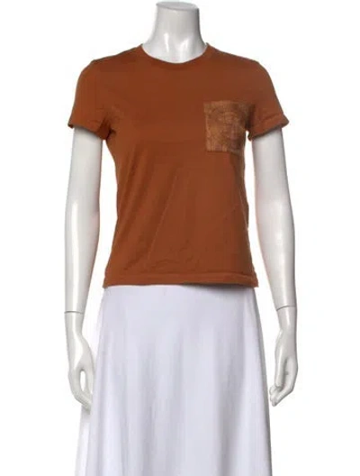 Pre-owned Hermes Crew Neck Short Sleeve T-shirt In Brown