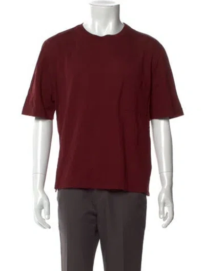 Pre-owned Hermes Crew Neck Short Sleeve T-shirt In Burgundy