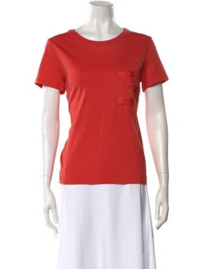 Pre-owned Hermes Crew Neck Short Sleeve T-shirt In Orange