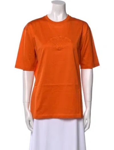 Pre-owned Hermes Crew Neck Short Sleeve T-shirt In Orange