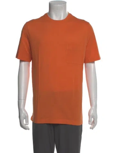 Pre-owned Hermes Crew Neck Short Sleeve T-shirt In Orange