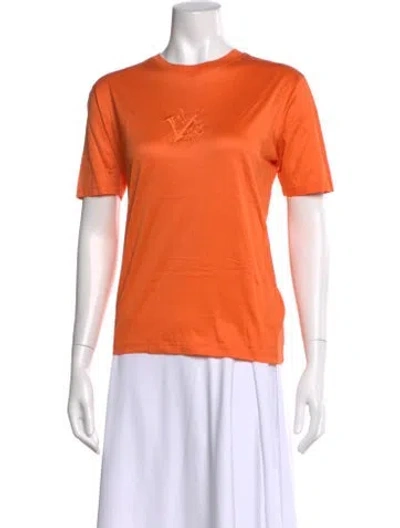 Pre-owned Hermes Crew Neck Short Sleeve T-shirt In Orange
