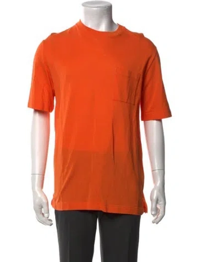 Pre-owned Hermes Crew Neck Short Sleeve T-shirt In Orange