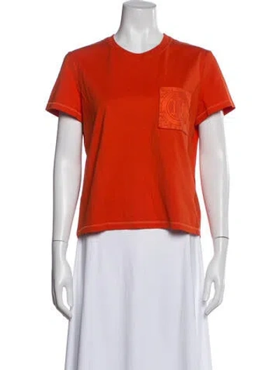 Pre-owned Hermes Crew Neck Short Sleeve T-shirt In Orange