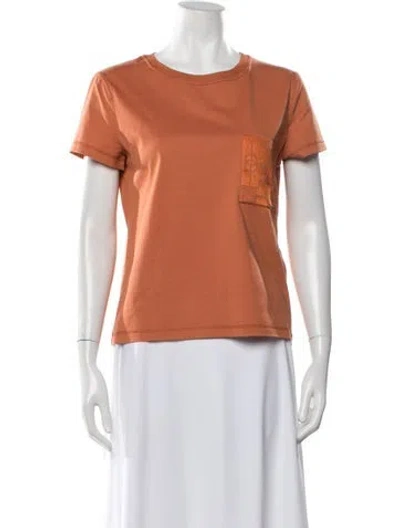 Pre-owned Hermes Crew Neck Short Sleeve T-shirt In Orange