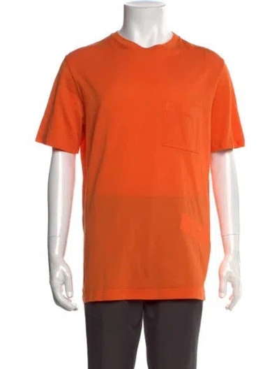 Pre-owned Hermes Crew Neck Short Sleeve T-shirt In Orange