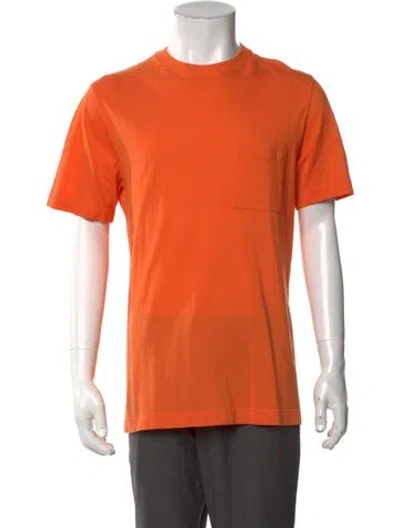 Pre-owned Hermes Crew Neck Short Sleeve T-shirt In Orange