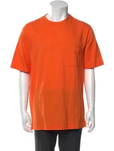Pre-owned Hermes Crew Neck Short Sleeve T-shirt In Orange