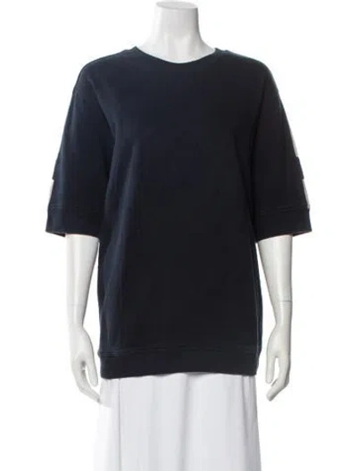 Pre-owned Hermes Crew Neck Three-quarter Sleeve Sweatshirt In Blue