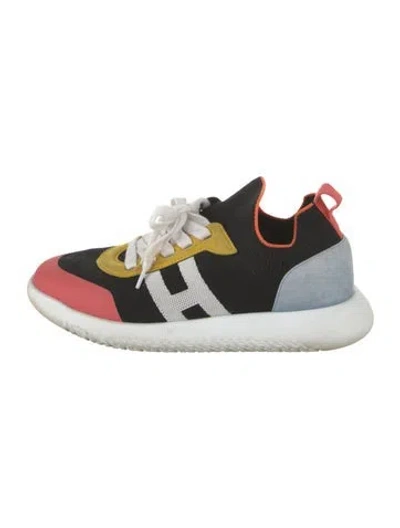 Pre-owned Hermes Crew Sneakers In Black