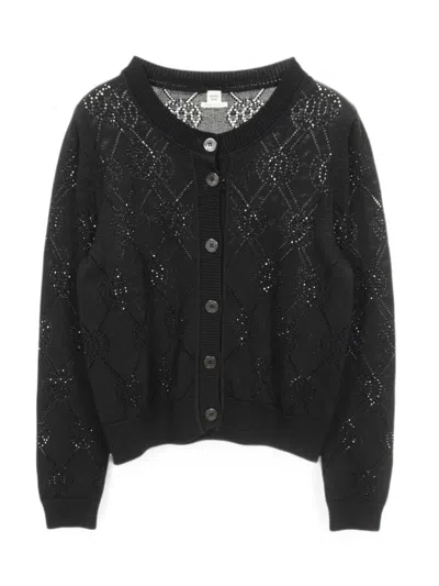 Pre-owned Hermes Crew-neck Cardigan In Black
