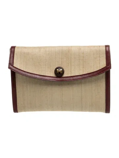 Pre-owned Hermes Crinoline & Swift Rio Clutch In Neutrals