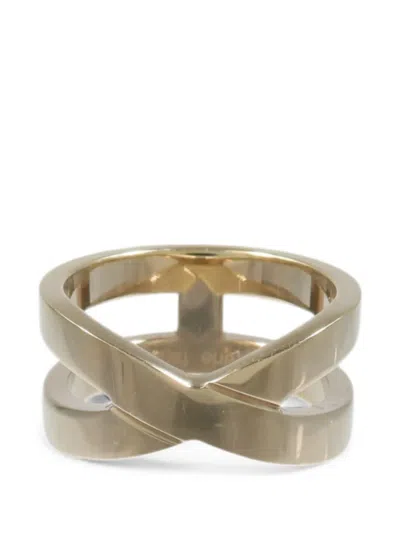 Pre-owned Hermes Criss-cross Scarf Ring In Gold