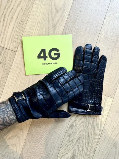 Pre-owned Hermes Croc Alligator Black Xl Gloves New