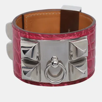 Pre-owned Hermes Croco Collier De Chien Bracelet