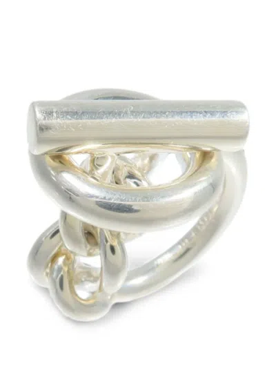 Pre-owned Hermes Croisette Ring In Silver