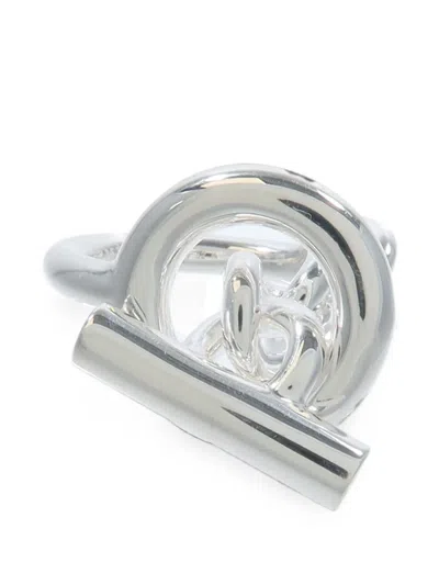 Pre-owned Hermes Croisette Ring In Silver