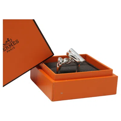 Pre-owned Hermes Croisette Silver Ring Size:55=7.25(eu:us) In Multi