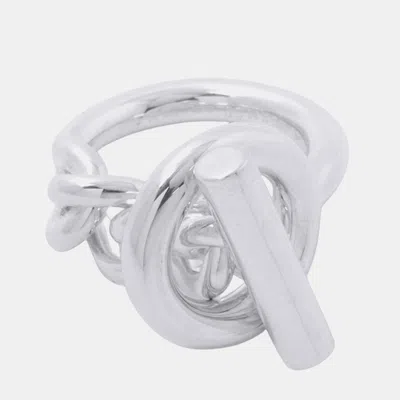 Pre-owned Hermes Croisette Size Gm/53 #13 Sterling Silver Women's Ring