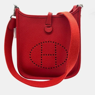 Pre-owned Hermes Crossbody Shoulder Bag Evelyn Tpm Taurillon Clemence Rouge Coup Ladies In Red