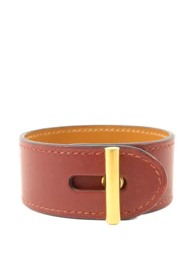 Pre-owned Hermes Cuir Hydra Leather Bracelet In Brown