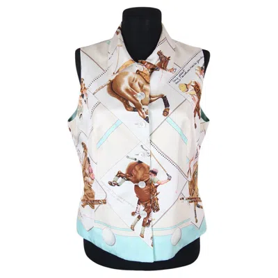 Pre-owned Hermes Cup Palm Beach Silk Vest Vintage In Gray