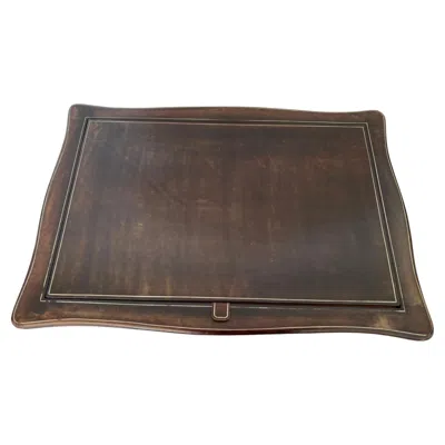 Pre-owned Hermes Custom Leather Writing Desk Pad By Parione, Gilt Embossed, Italy, 1990 In Black