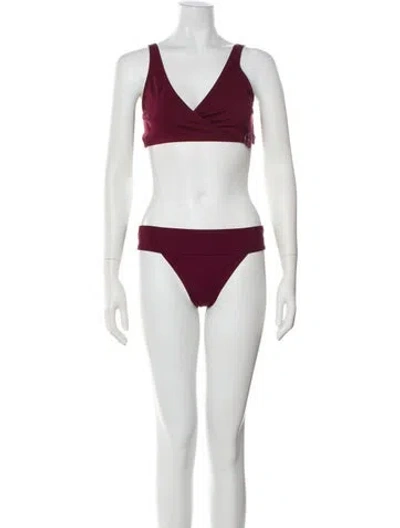 Pre-owned Hermes Cutout Accent Bikini In Burgundy