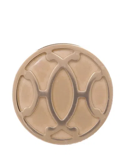 Pre-owned Hermes Cut-out Scarf Ring In Gold