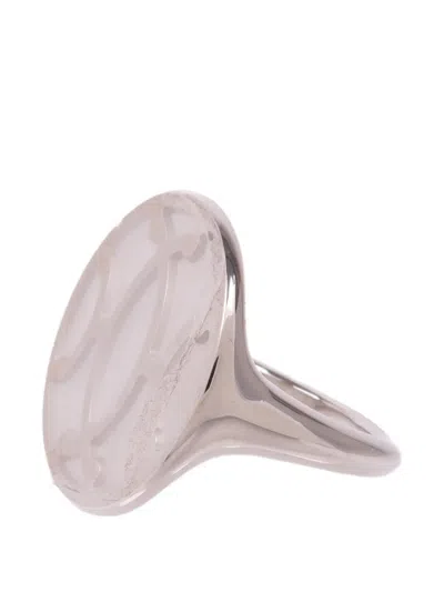 Pre-owned Hermes Cut-out Scarf Ring In Silver