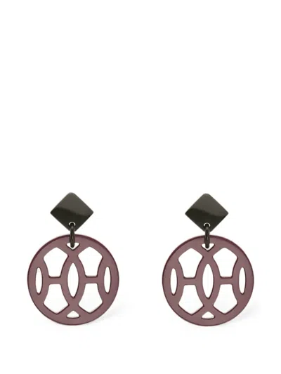 Pre-owned Hermes Cut-out-design Earrings In Purple