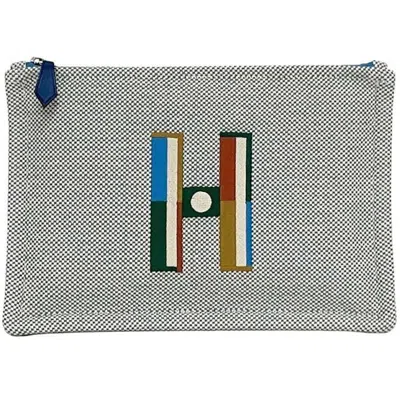 Pre-owned Hermes Cyan Gray Light Blue Toile H Clutch Bag Pouch ()