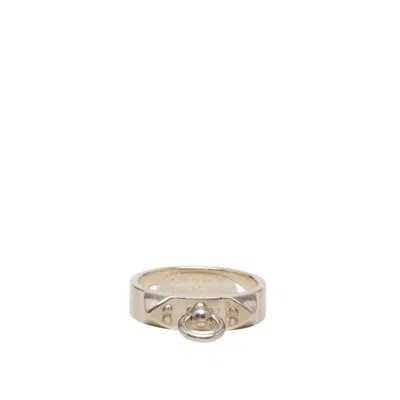 Pre-owned Hermes Cyan Silver 925 Band Ring () In Blue