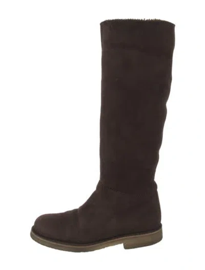 Pre-owned Hermes Dakota Suede Riding Boots In Brown