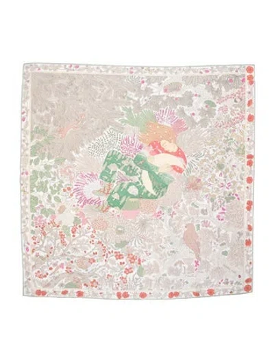 Pre-owned Hermes Dans Les Bras De Selene Silk Scarf In Neutral