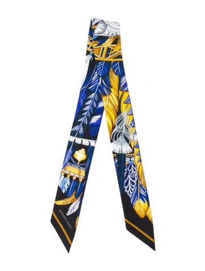 Pre-owned Hermes Danse Pacifique Silk Twilly Scarf In Blue