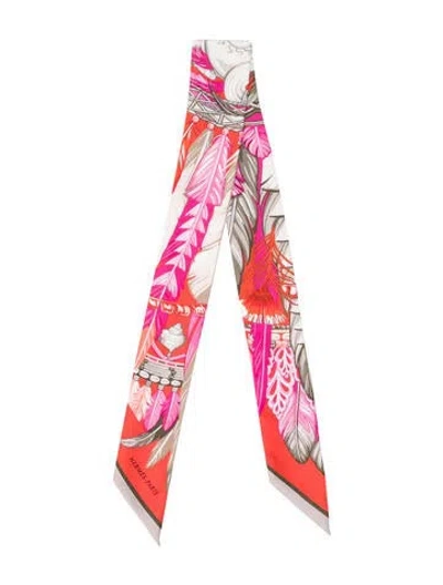 Pre-owned Hermes Danse Pacifique Silk Twilly Scarf In Orange