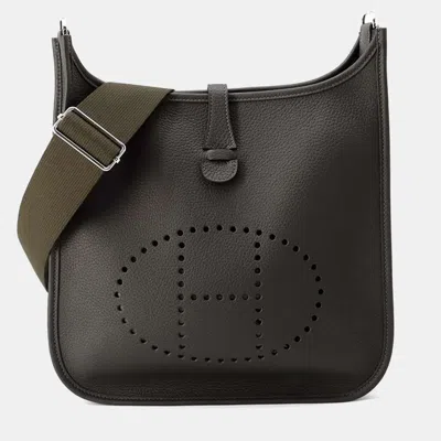 Pre-owned Hermes Hermès Dark Bronze Taurillon Clemence Amazon Evelyne Iii Pm