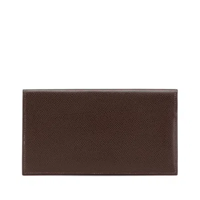 Pre-owned Hermes Dark Brown Ebene Epsom Leather Long Bill Wallet (bi-fold) ()