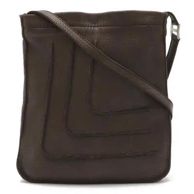 Pre-owned Hermes Dark Brown Leather Pochette Shoulder Bag ()