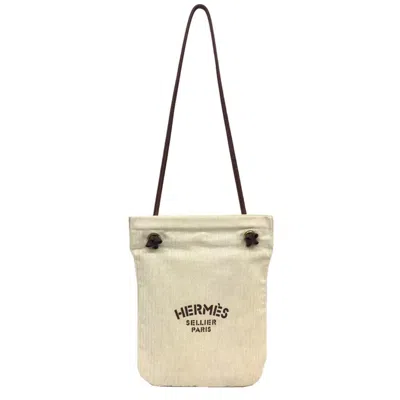Pre-owned Hermes Dark Brown Natural Cotton Shoulder Bag ()