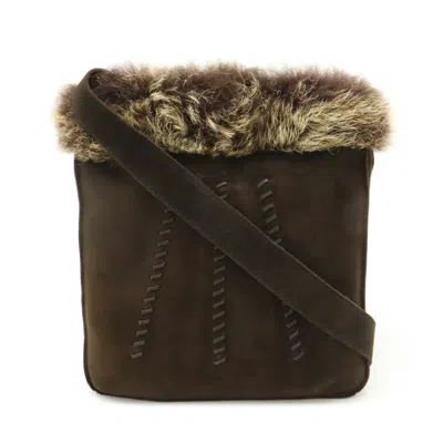 Pre-owned Hermes Dark Brown Suede Fur Pochette Shoulder Bag ()