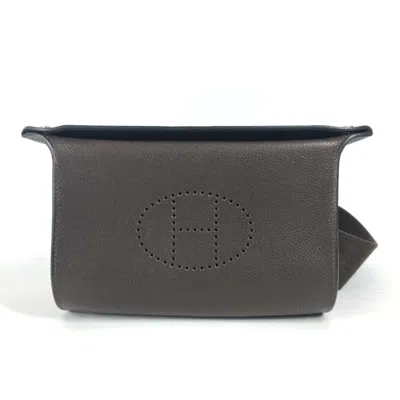 Pre-owned Hermes Dark Brown Togo Leather Pochette Shoulder Bag ()