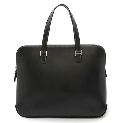 Pre-owned Hermes Dark Gray Box Calf Leather Handbag Tote Bag ()