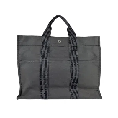 Pre-owned Hermes Dark Gray Canvas Handbag Tote Bag ()