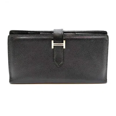 Pre-owned Hermes Dark Gray Epsom Leather Wallet (bi-fold) ()
